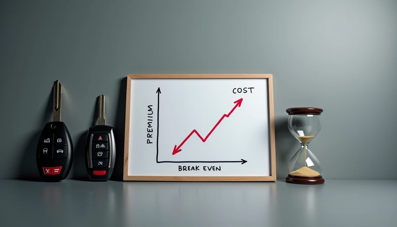 Two depreciation line graphs showing 5000 dollar gap at year five with pen